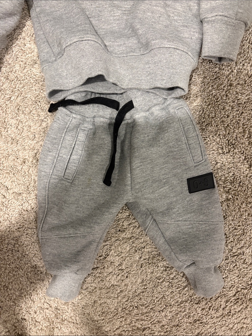 Baby Olive + Scout Grey Hoodie & Jogger Set with Black Patch Detail - Picture 4 of 5